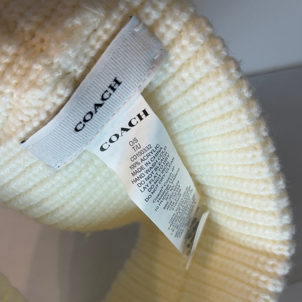 Coach Cream Knit Headband Winter Ear Warmer Logo Patch - Picture 3 of 3